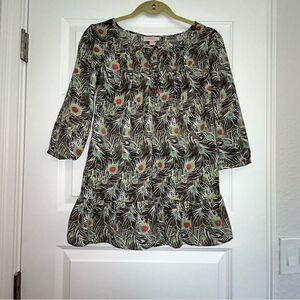 Liberty of London for Target Peacock Feather Print 3/4 Length Sleeve Tunic Top